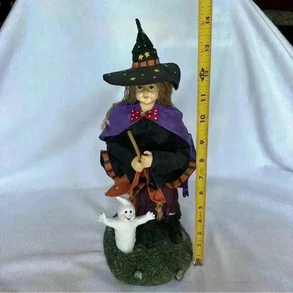 VTG Clothtique Halloween Scarecrow and Witch 13” Fabric Mache Figurines - Picture 13 of 13